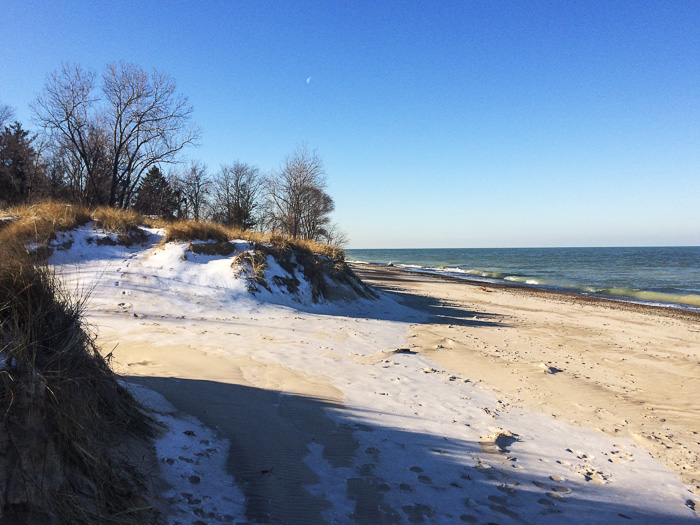 Beach Lake Michigan Jan 2 2016, photograph, 2016
