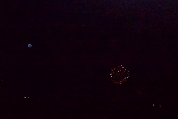 Fireworks and Moon Puerto Vallarta, photograph, 2017