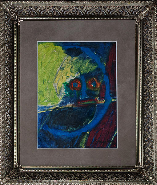 4 Portrait As True Photograph, oil pastels on paper,  frame, 14 x 11 in. , 1971