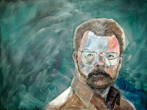 5 Self Portrait Upon Hearing of a Death, acrylic on canvas, 36 x 48 in., 1991